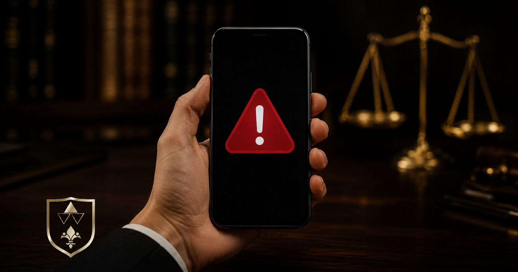 Pessoa segurando celular com alerta de golpe do falso advogado e pedido suspeito de PIX